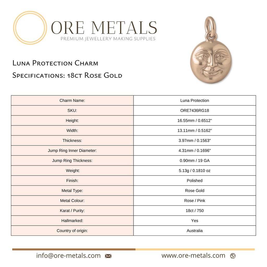 18ct Rose Gold - Luna Protection Charm