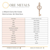 18ct Rose Gold - 21 Wreath Castle Key Charm
