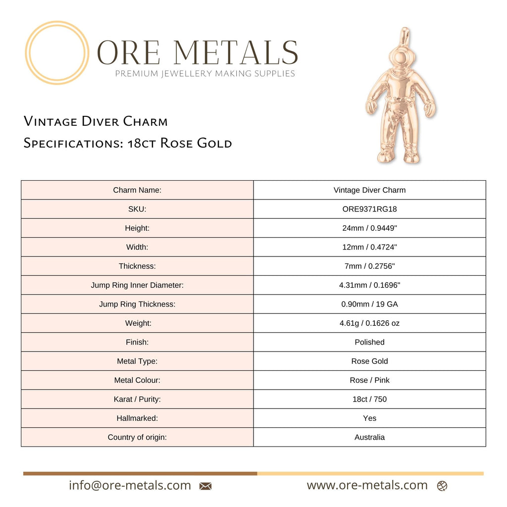 18ct Rose Gold - Vintage Diver Charm