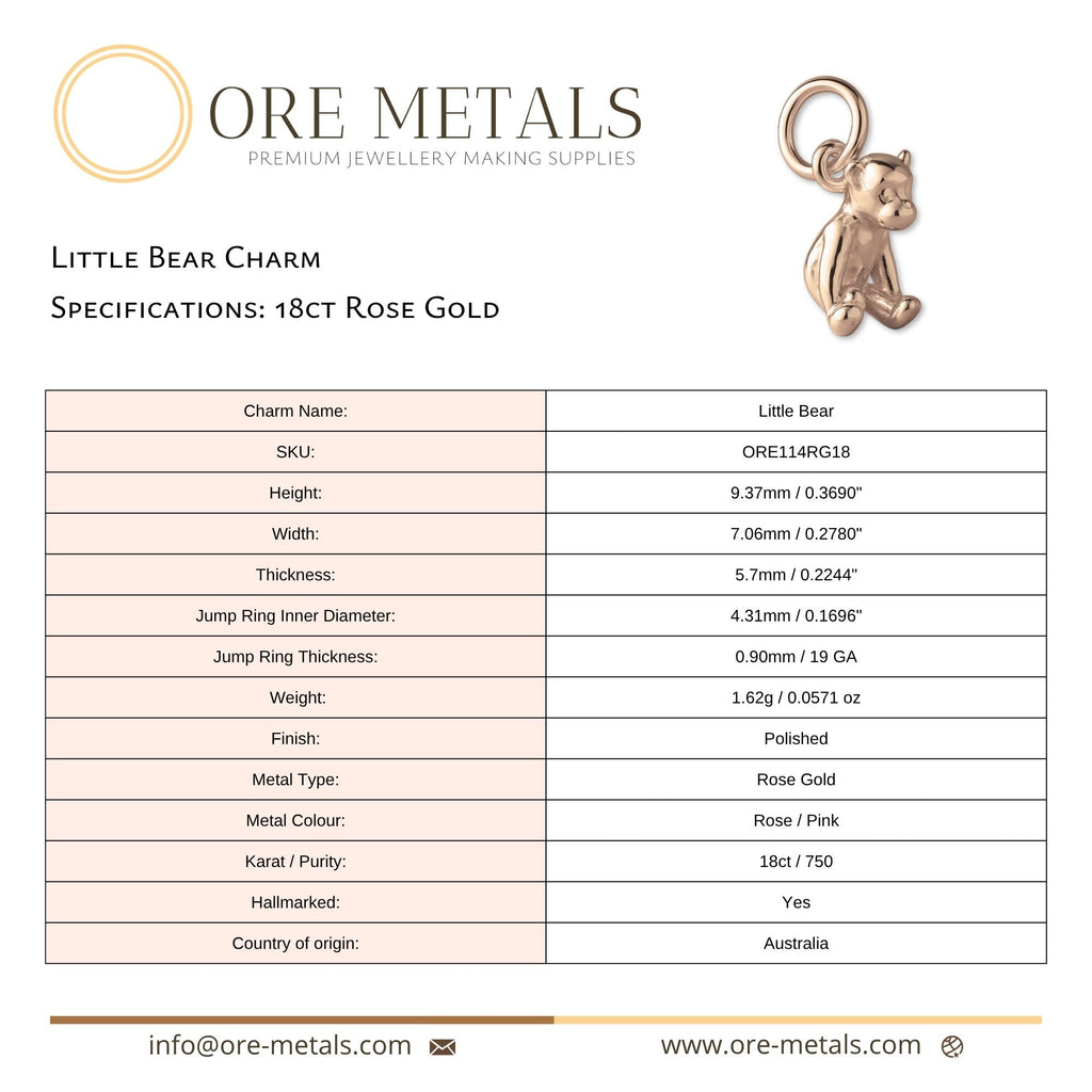 18ct Rose Gold - Little Bear Charm
