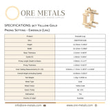 9ct Yellow Gold - Emerald Prong Setting