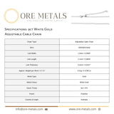 9ct White Gold - Adjustable Cable - Necklace Chain