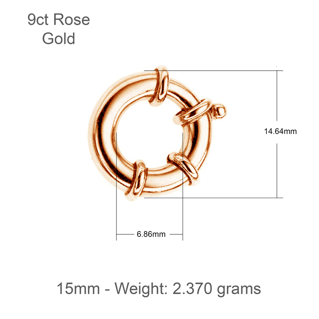 9ct Rose Gold Large Spring Ring Clasps | Jewellery Supplies – Ore Metals