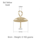 9-karätiges Gelbgold – runde Perlmuttfassung