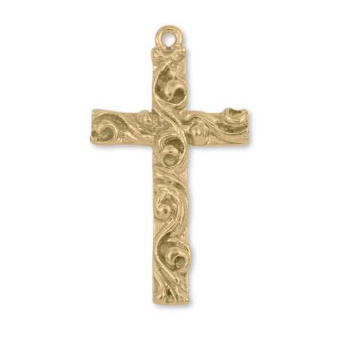 18ct Yellow Gold - Swirl Crucifix Charm