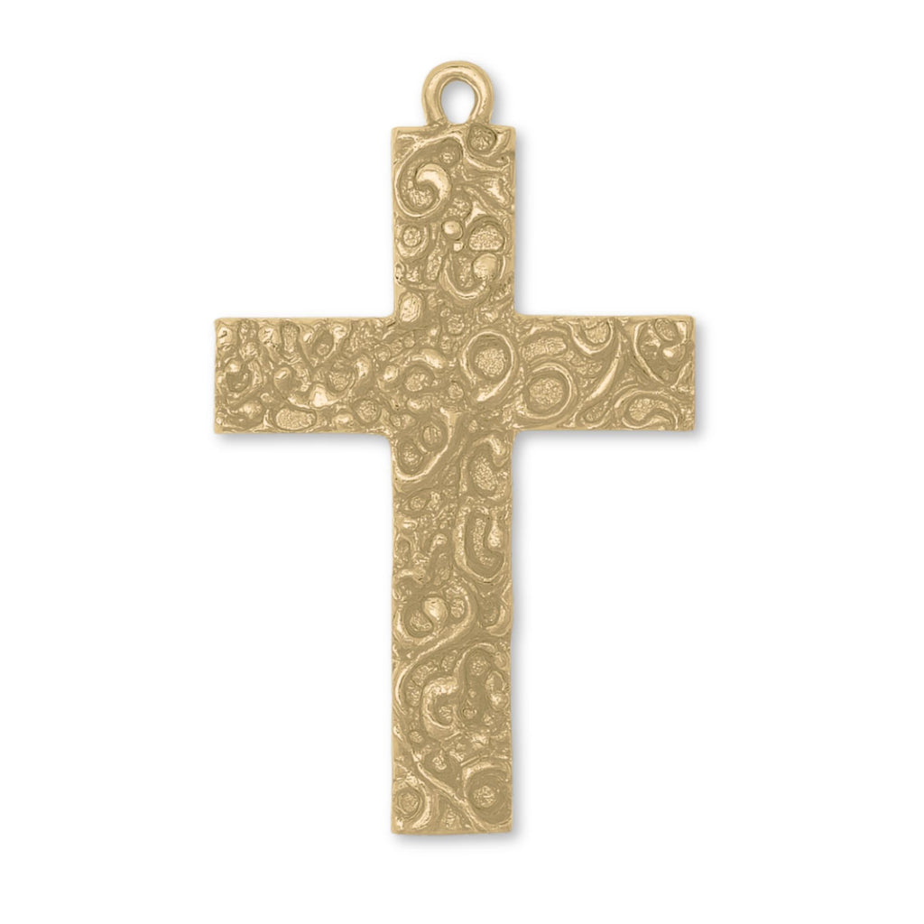 18ct Yellow Gold - Scrollwork Crucifix Charm