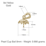 9-karätiges Gelbgold – Cup-Fassung mit europäischer Perle