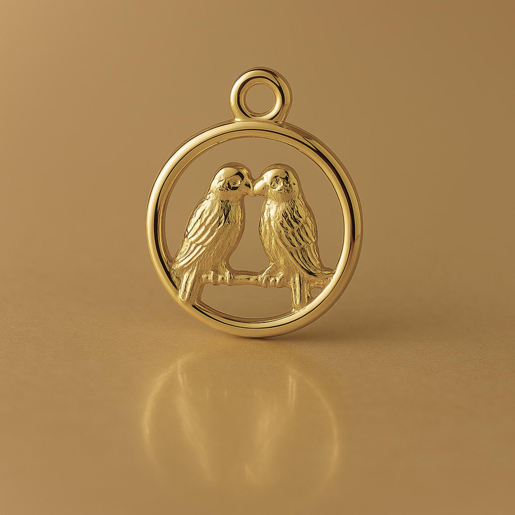 18ct Yellow Gold - Lovebirds Amulet Charm
