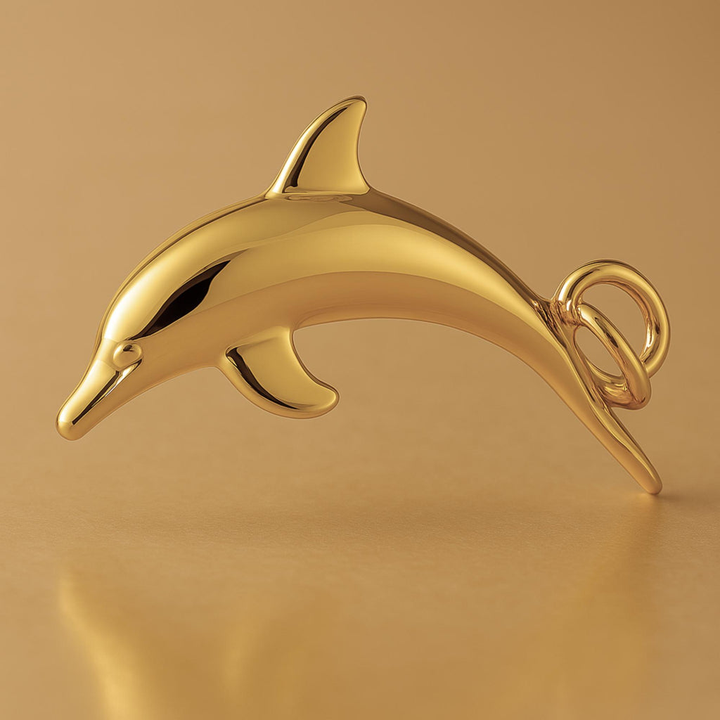9ct Yellow Gold - Diving Dolphin Charm