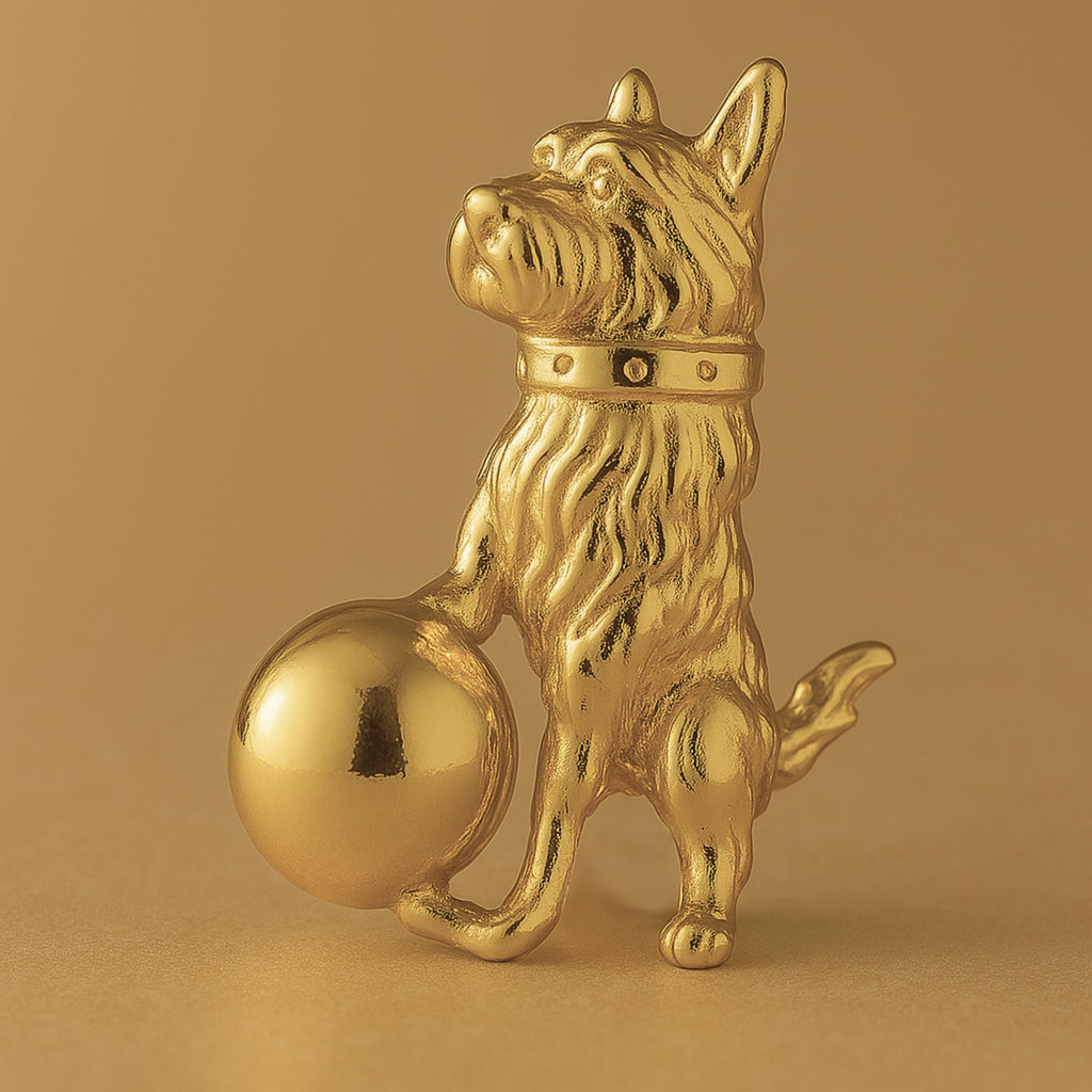 9ct Yellow Gold - Playful Yorkshire Terrier Dog Charm