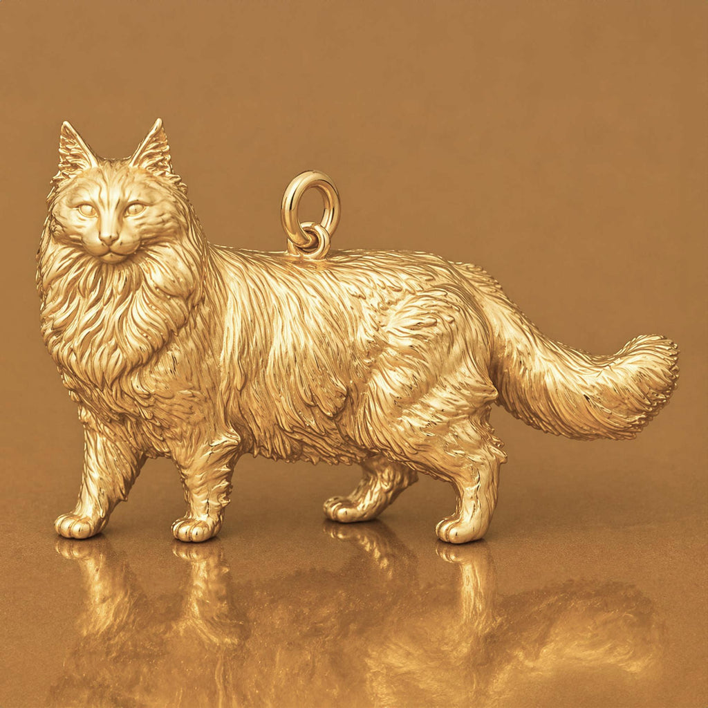 9ct Yellow Gold - Norwegian Forest Cat Charm