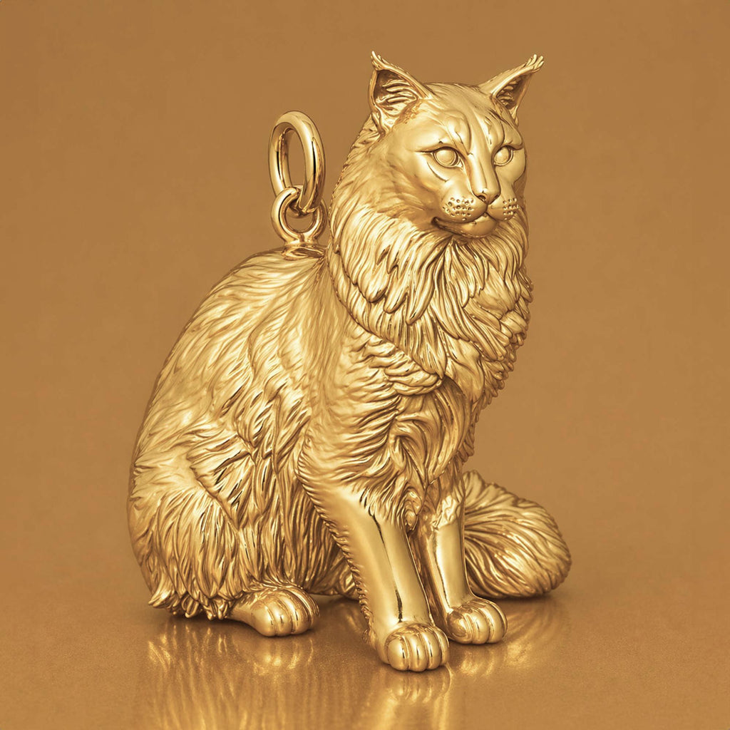 9ct Yellow Gold - Maine Coon Cat Charm