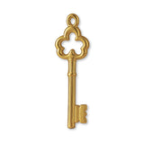 18ct Yellow Gold - Ornate Clover Castle Key Charm
