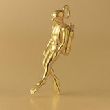 18ct Yellow Gold - Swimming Scuba Diver Charm