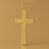 9ct Yellow Gold - Embossed Ball Tip Crucifix Charm
