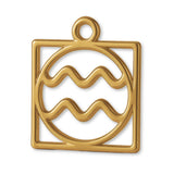 9ct Yellow Gold - Aquarius Zodiac Square Charm