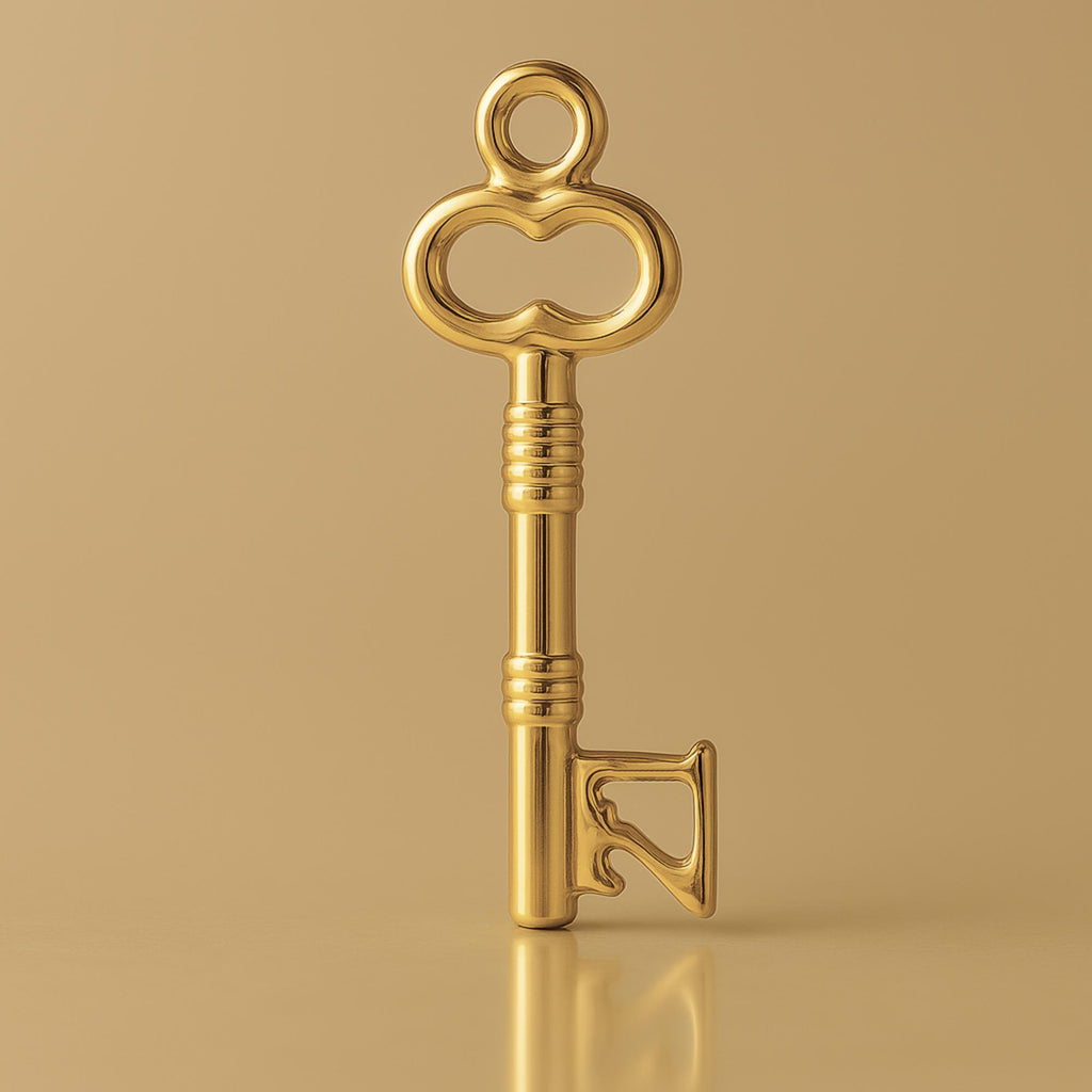 18ct Yellow Gold - Ribbed 21 Castle Key Charm