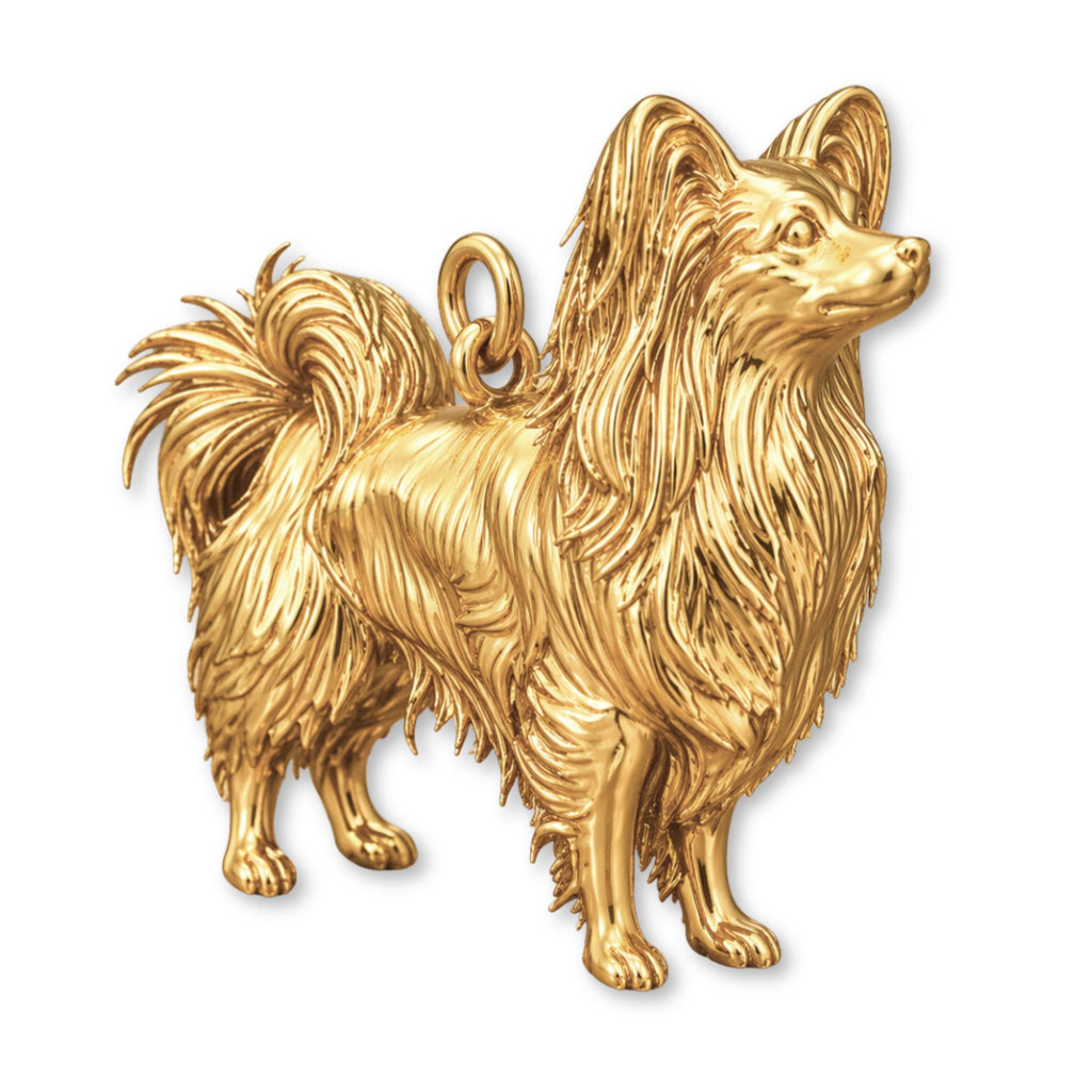 9ct Yellow Gold - Papillon Dog Charm