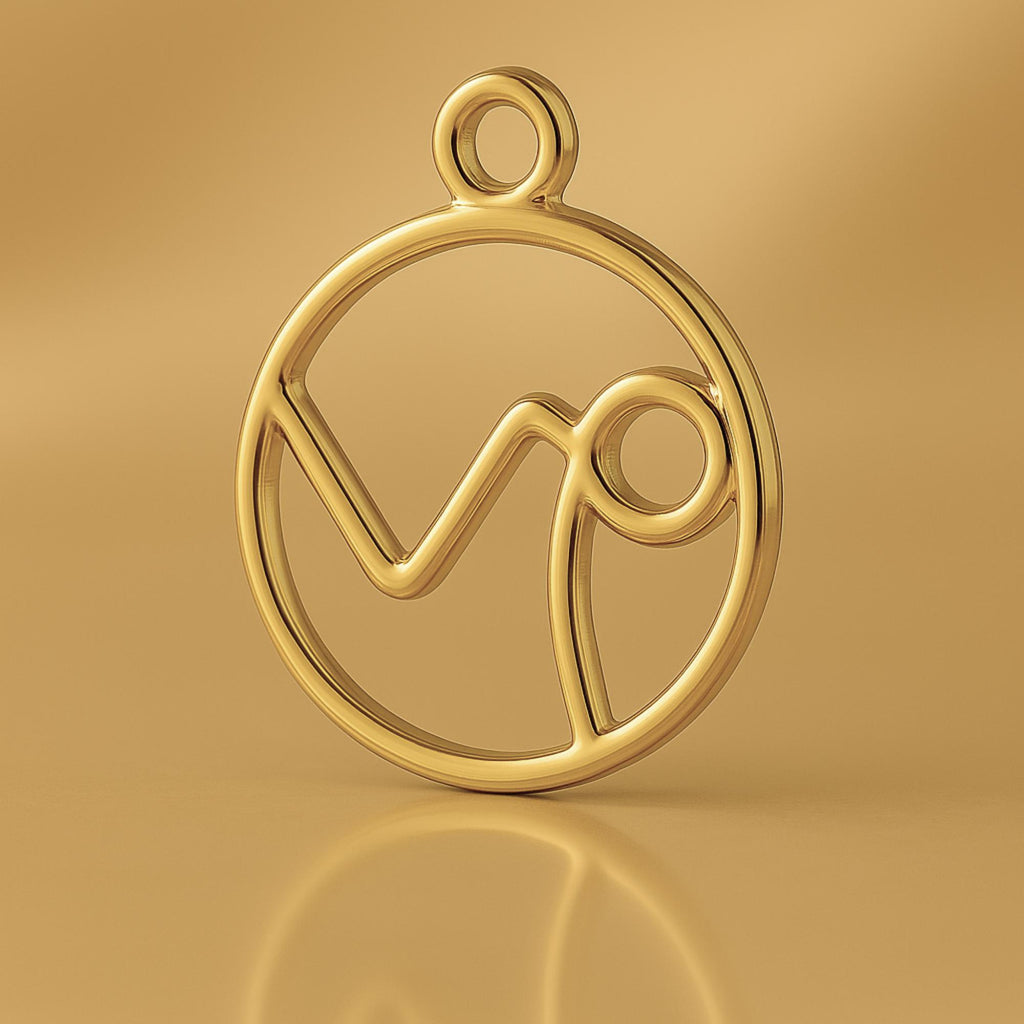 9ct Yellow Gold - Capricorn Zodiac Round Charm