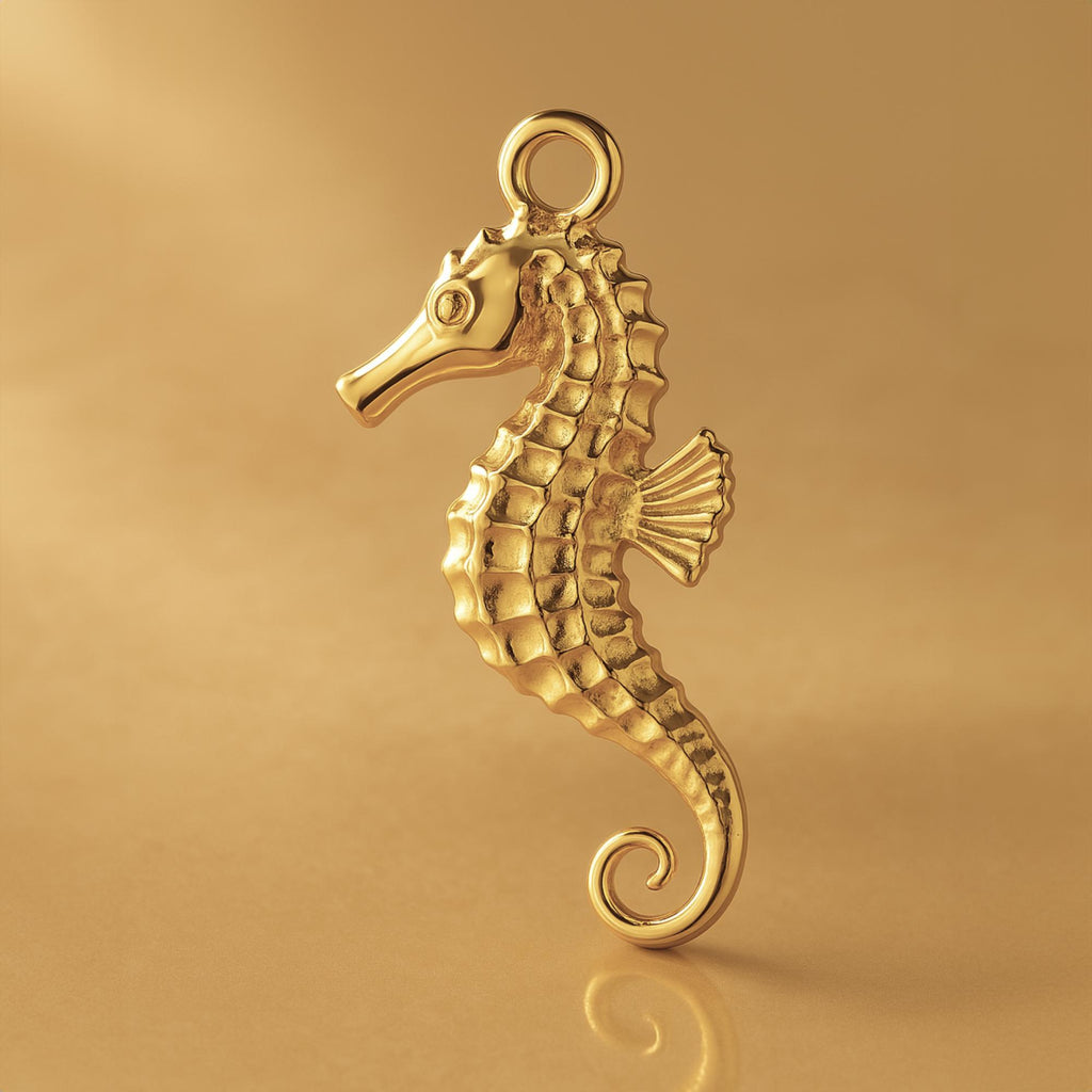 9ct Yellow Gold - Scaled Seahorse Charm