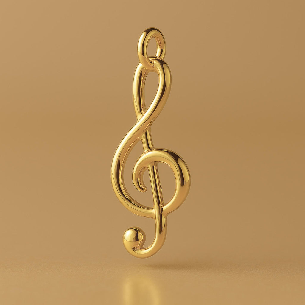 9ct Yellow Gold - Bold Treble Clef Charm