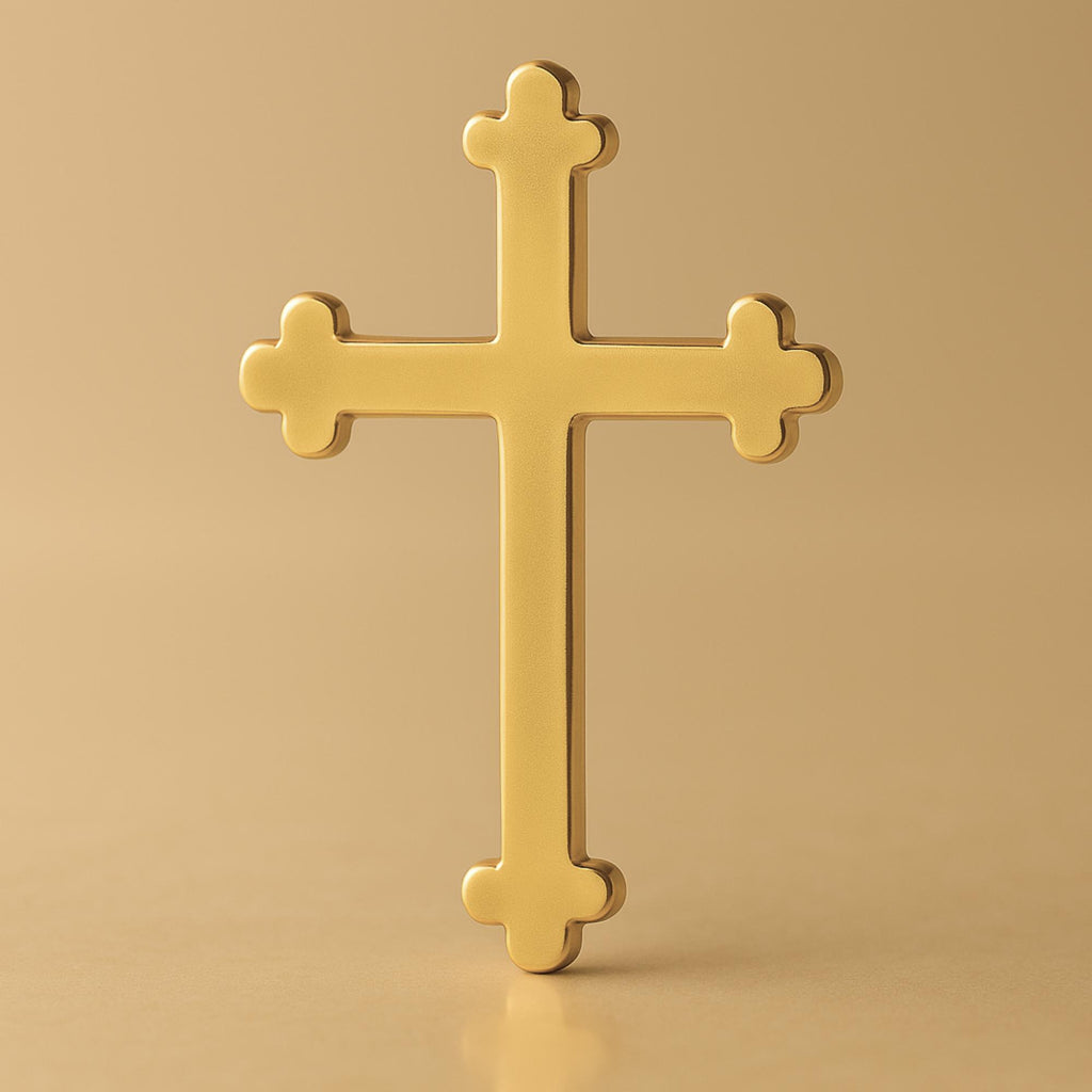 18ct Yellow Gold - Trefoil Crucifix Charm
