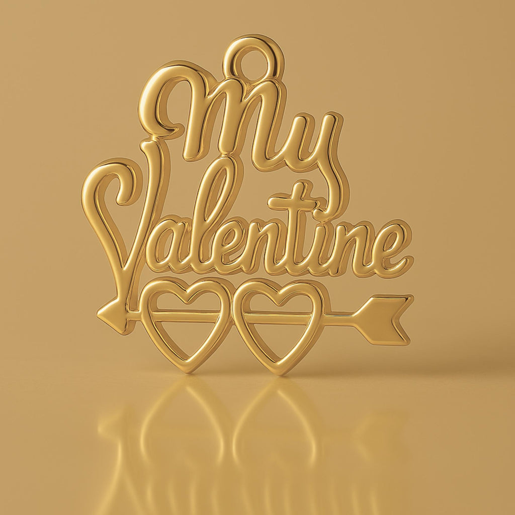 18ct Yellow Gold - My Valentine Cursive Openwork Charm