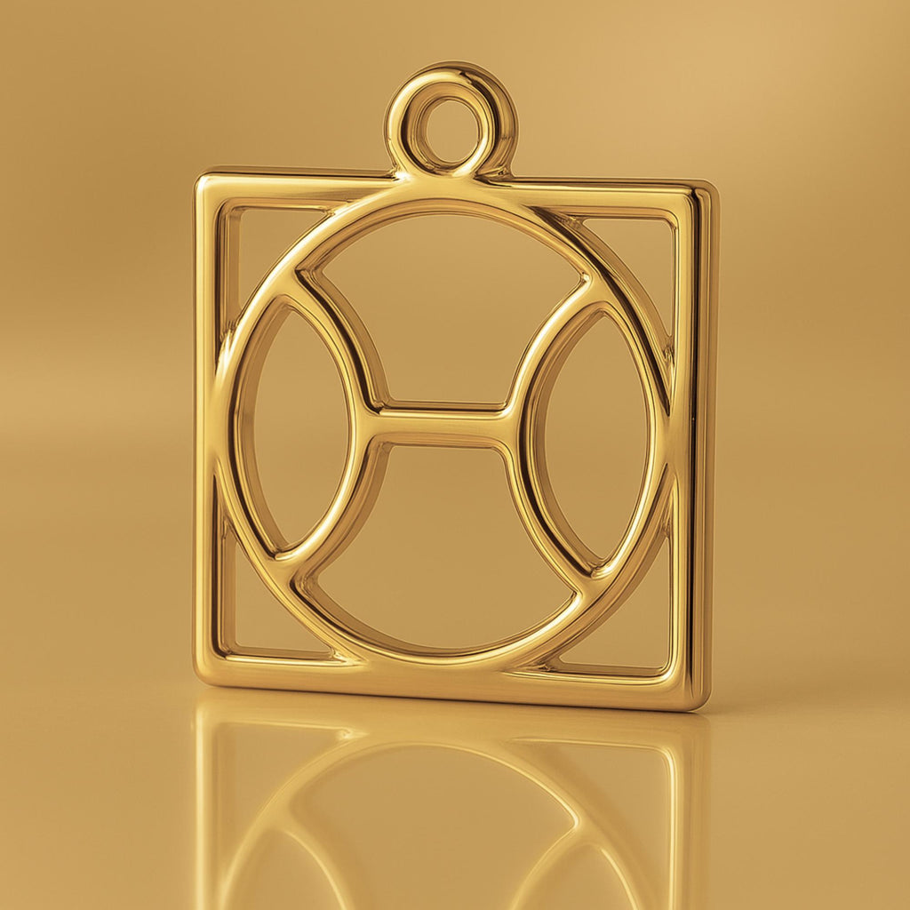 18ct Yellow Gold - Pisces Zodiac Square Charm