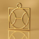 18ct Yellow Gold - Pisces Zodiac Square Charm