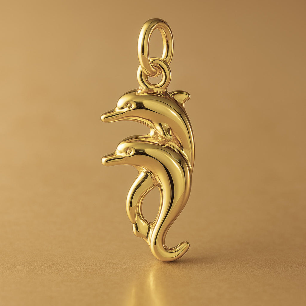9ct Yellow Gold - Twin Dolphins Charm