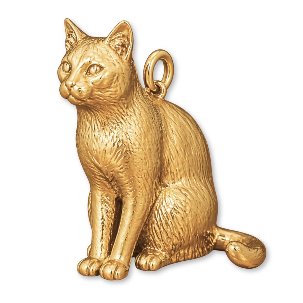 9ct Yellow Gold - Russian Blue Cat Charm