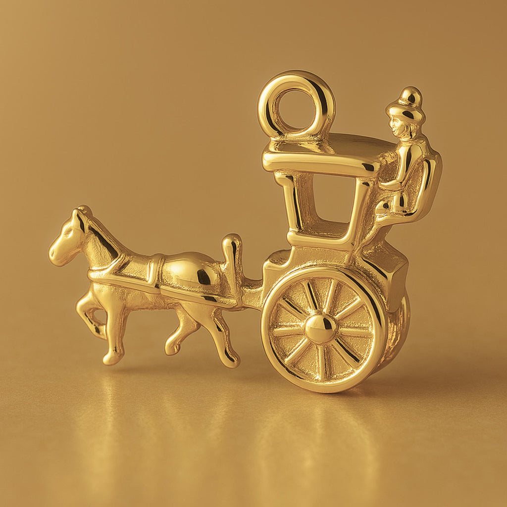 9ct Yellow Gold - Horse Drawn Carriage Charm