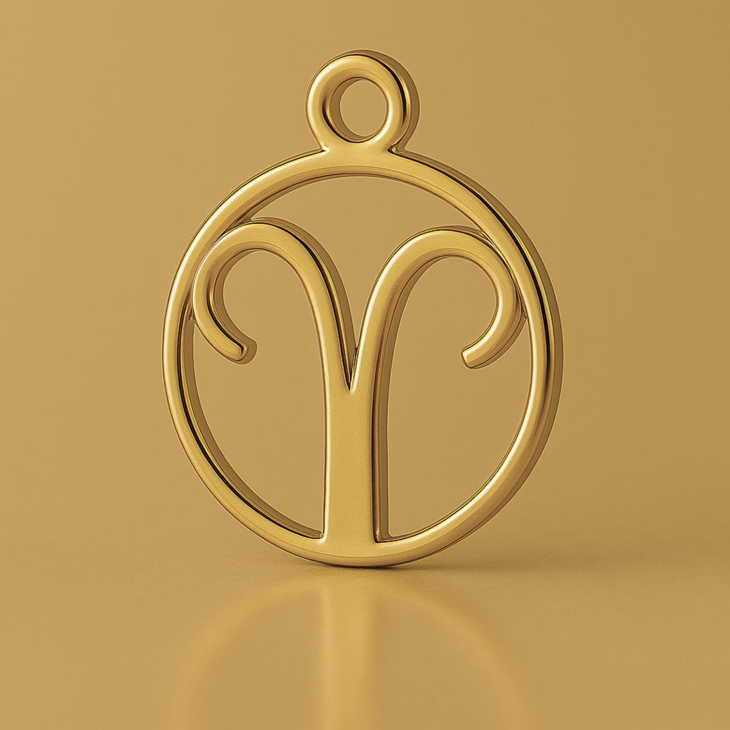 9ct Yellow Gold - Aries Zodiac Round Charm