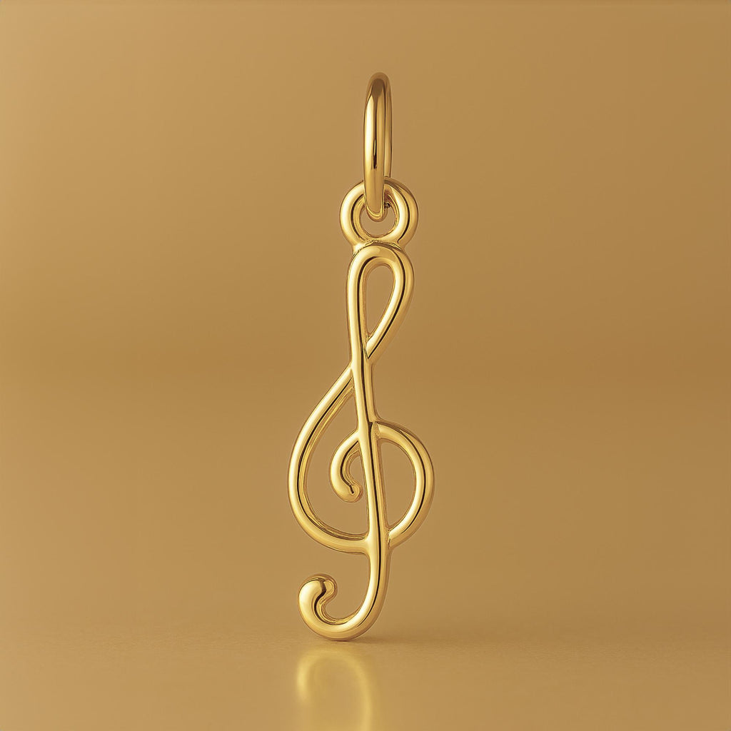 18ct Yellow Gold - Openwork Treble Clef Charm