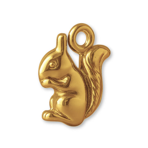 18ct Yellow Gold - American Red Squirrel Charm