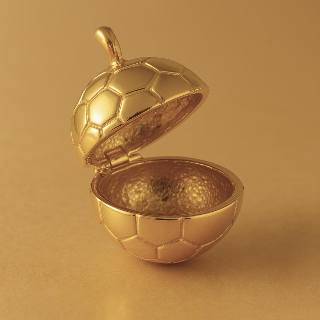 18ct Yellow Gold - Soccer Ball Locket Charm