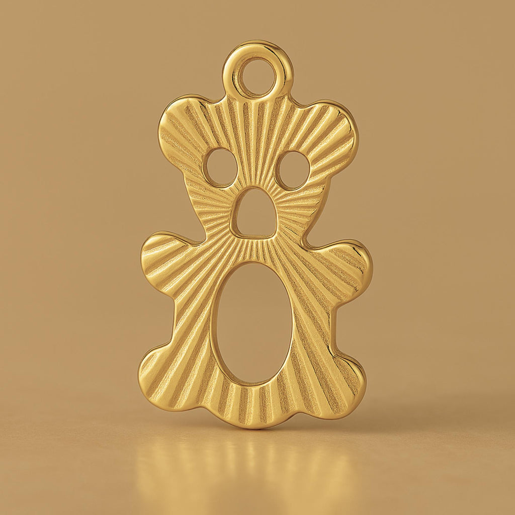 9ct Yellow Gold - Openwork Teddy Bear Charm