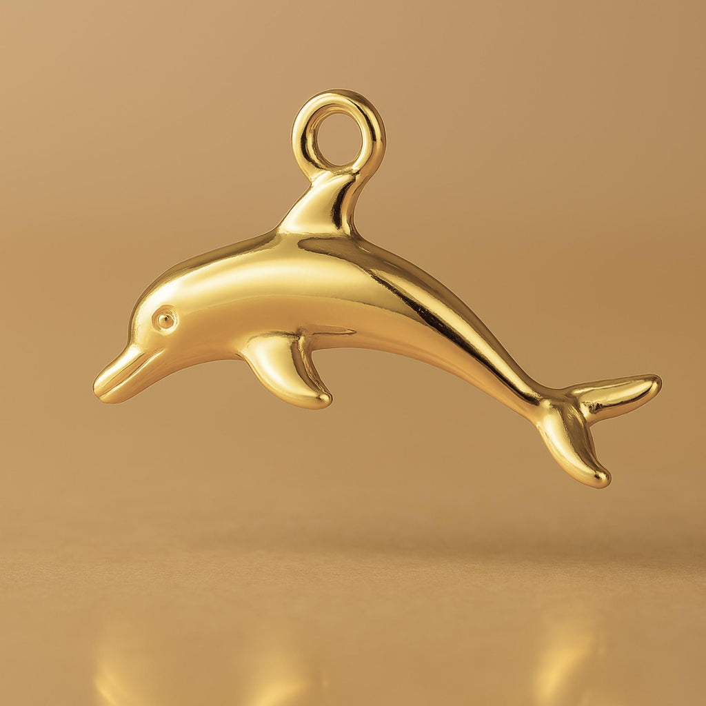 9ct Yellow Gold - Gliding Dolphin Charm