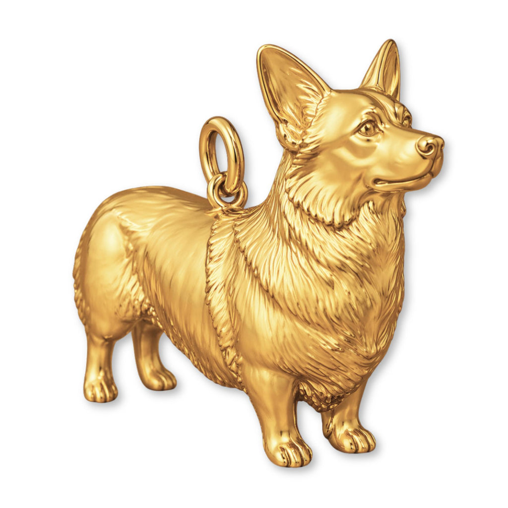 9ct Yellow Gold - Pembroke Welsh Corgi Dog Charm