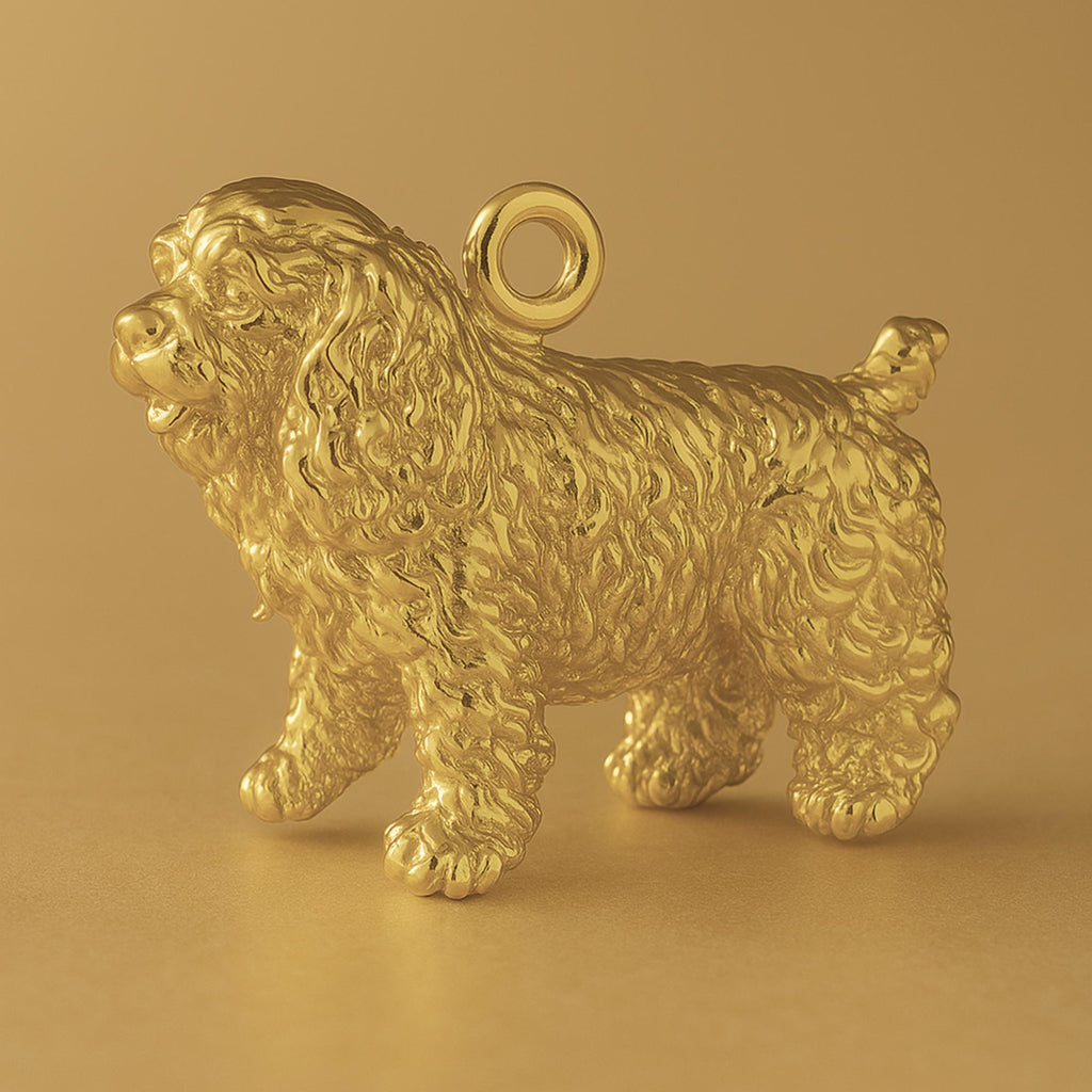18ct Yellow Gold - Curly Cocker Spaniel Dog Charm