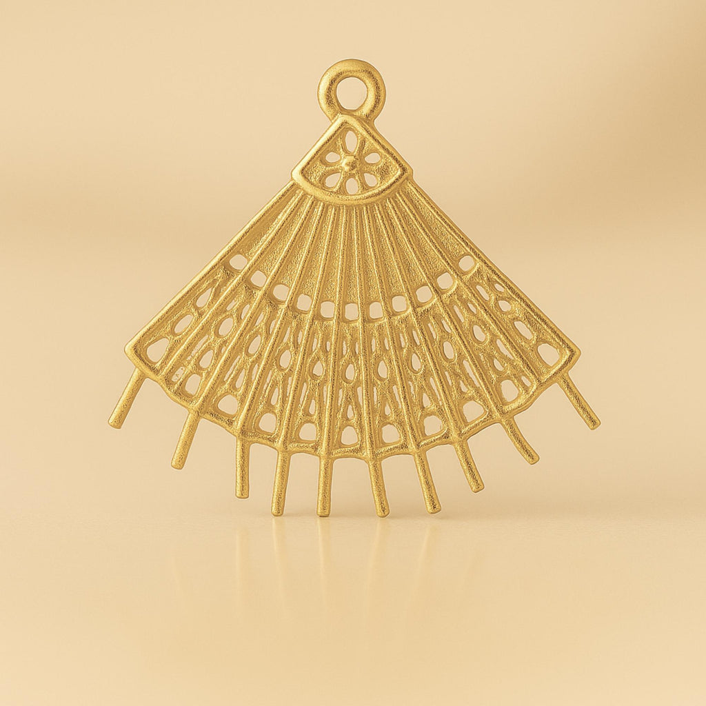9ct Yellow Gold - Handheld Lace Fan Charm