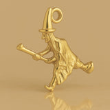 9ct Yellow Gold - Flying Witch Charm