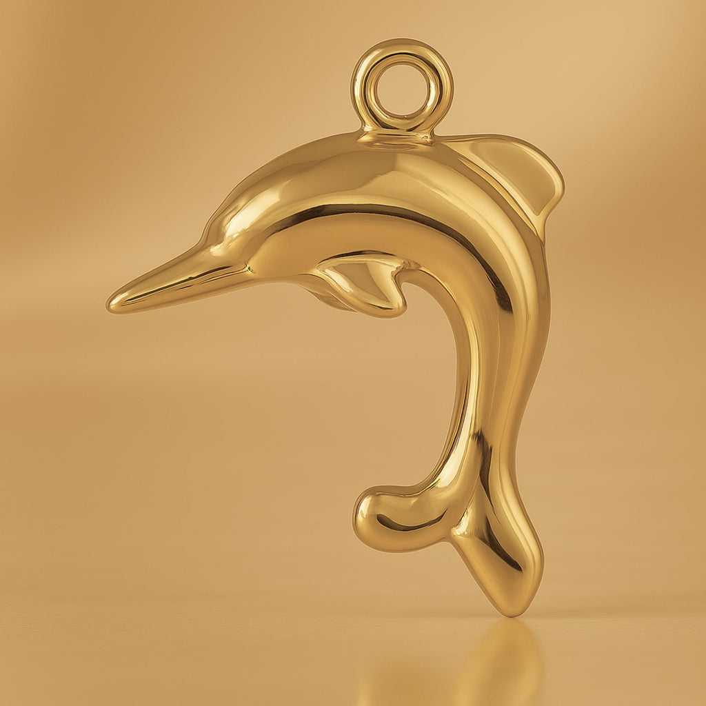 18ct Yellow Gold - Leaping Dolphin Charm