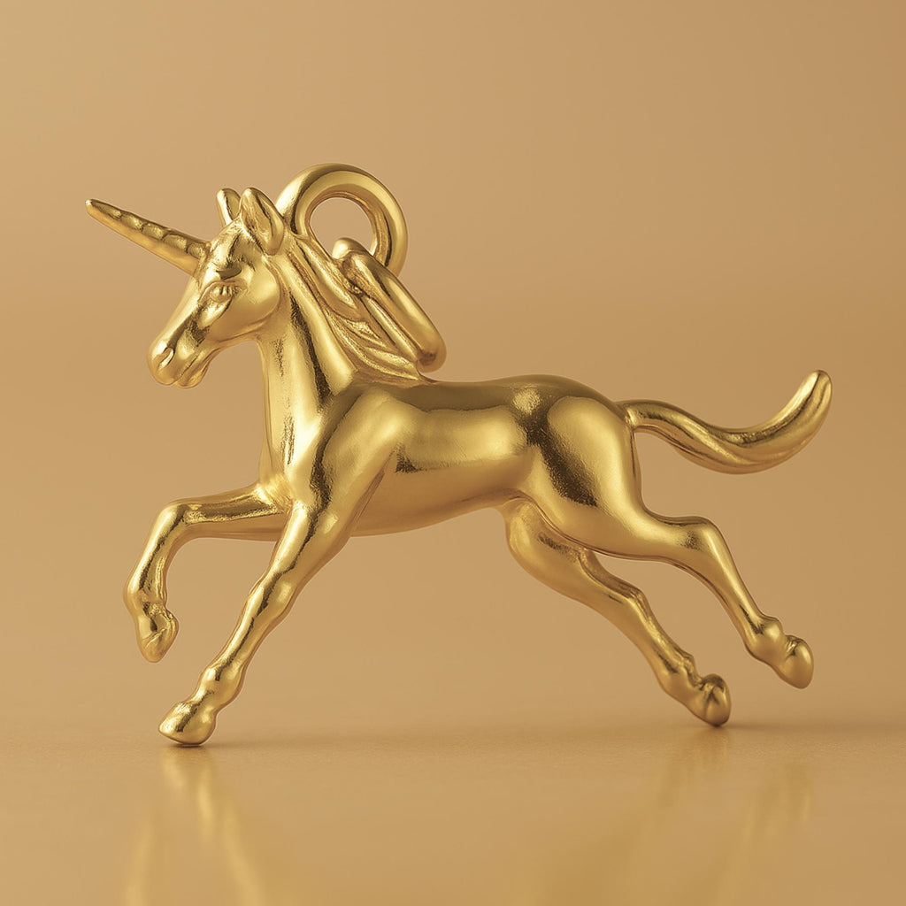 18ct Yellow Gold - Leaping Unicorn Charm