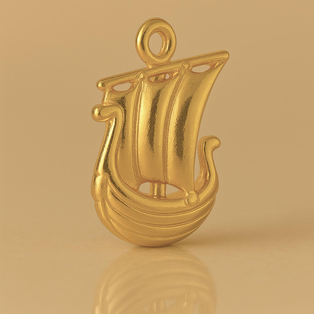 18ct Yellow Gold - Viking Longship Charm