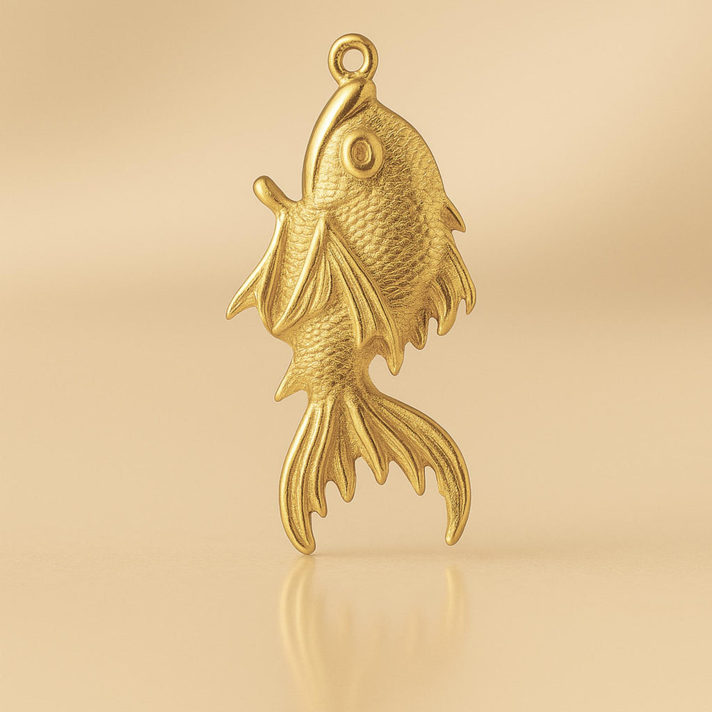 18ct Yellow Gold - Leaping Koi Fish Charm