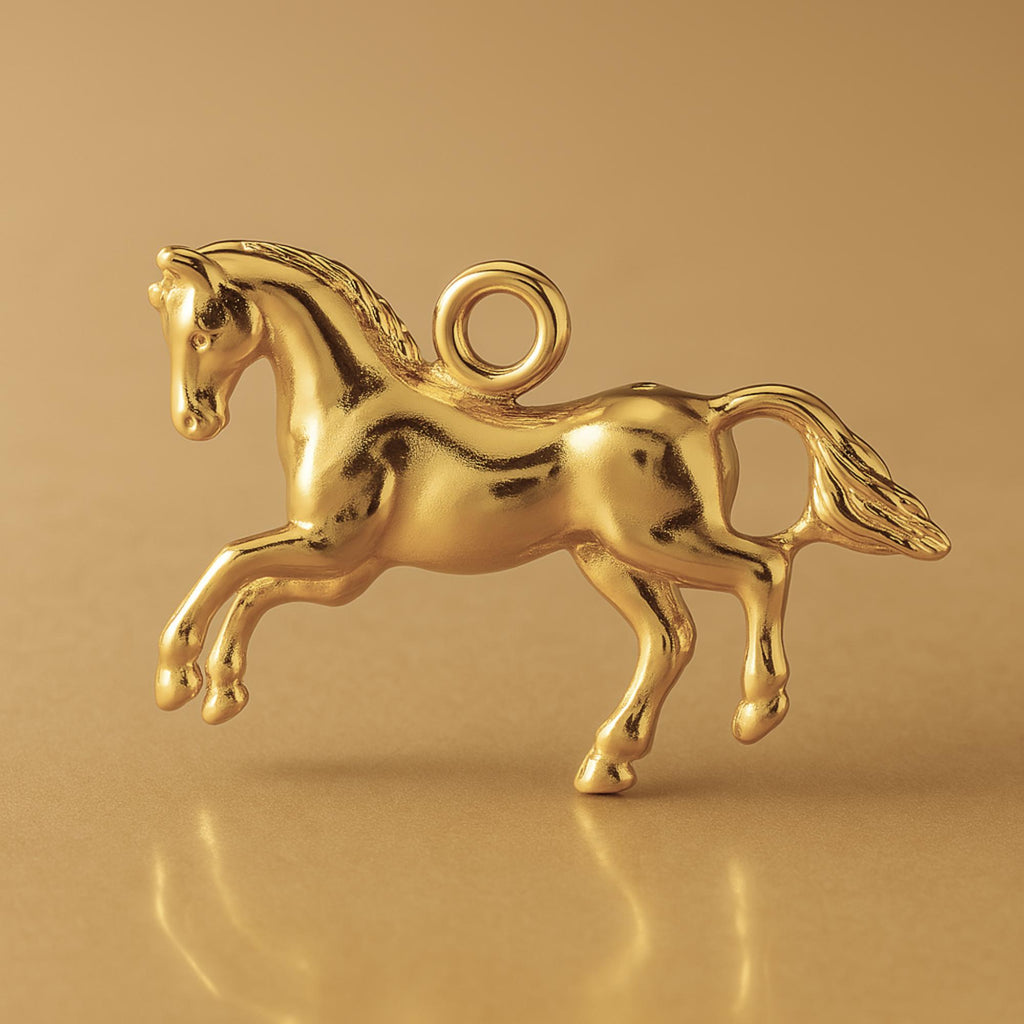 9ct Yellow Gold - Leaping Horse Charm