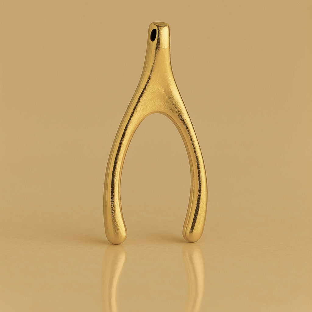 9ct Yellow Gold - Classic Wishbone Charm