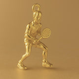 18ct Yellow Gold - Tennis Player Charm