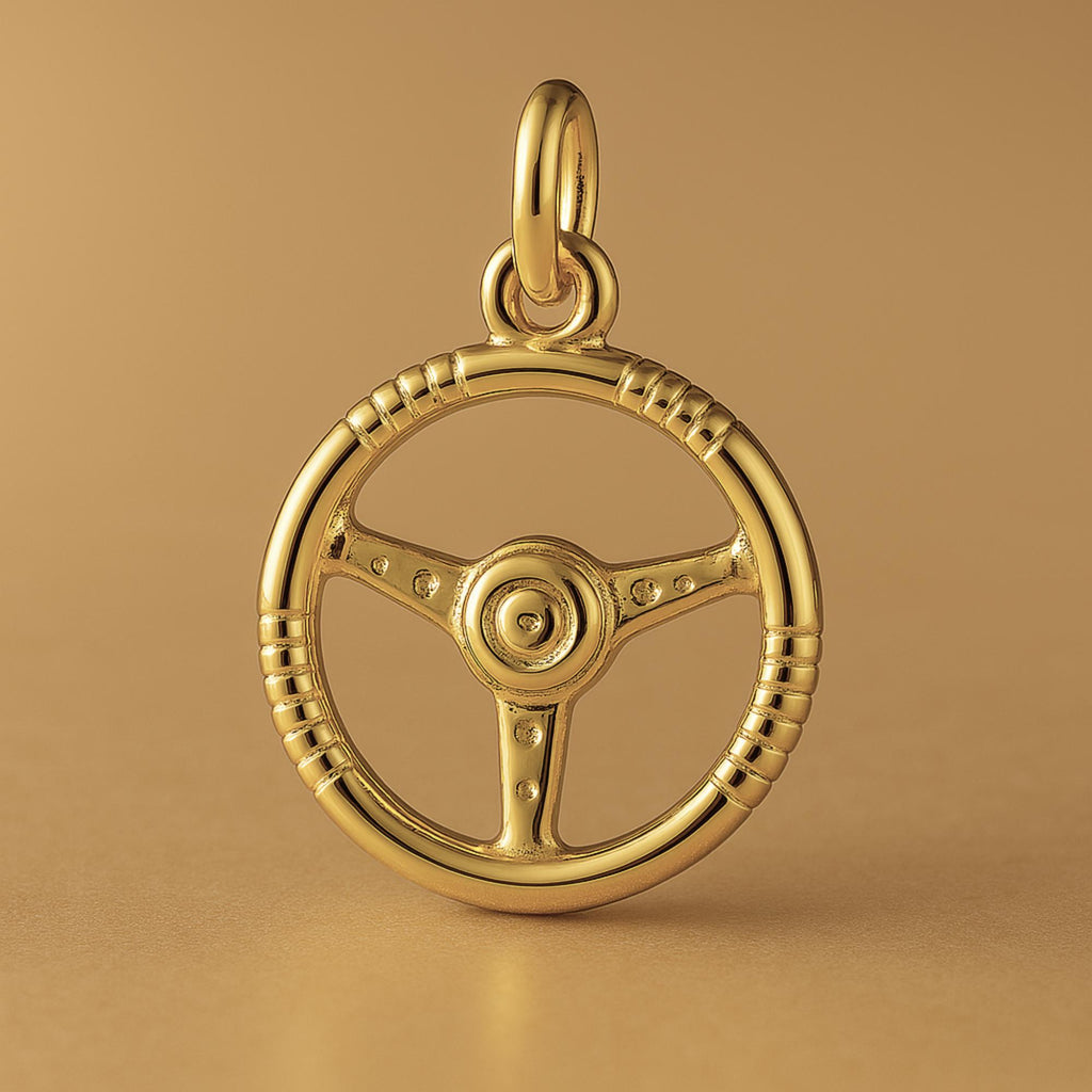 9ct Yellow Gold - Classic Car Steering Wheel Charm
